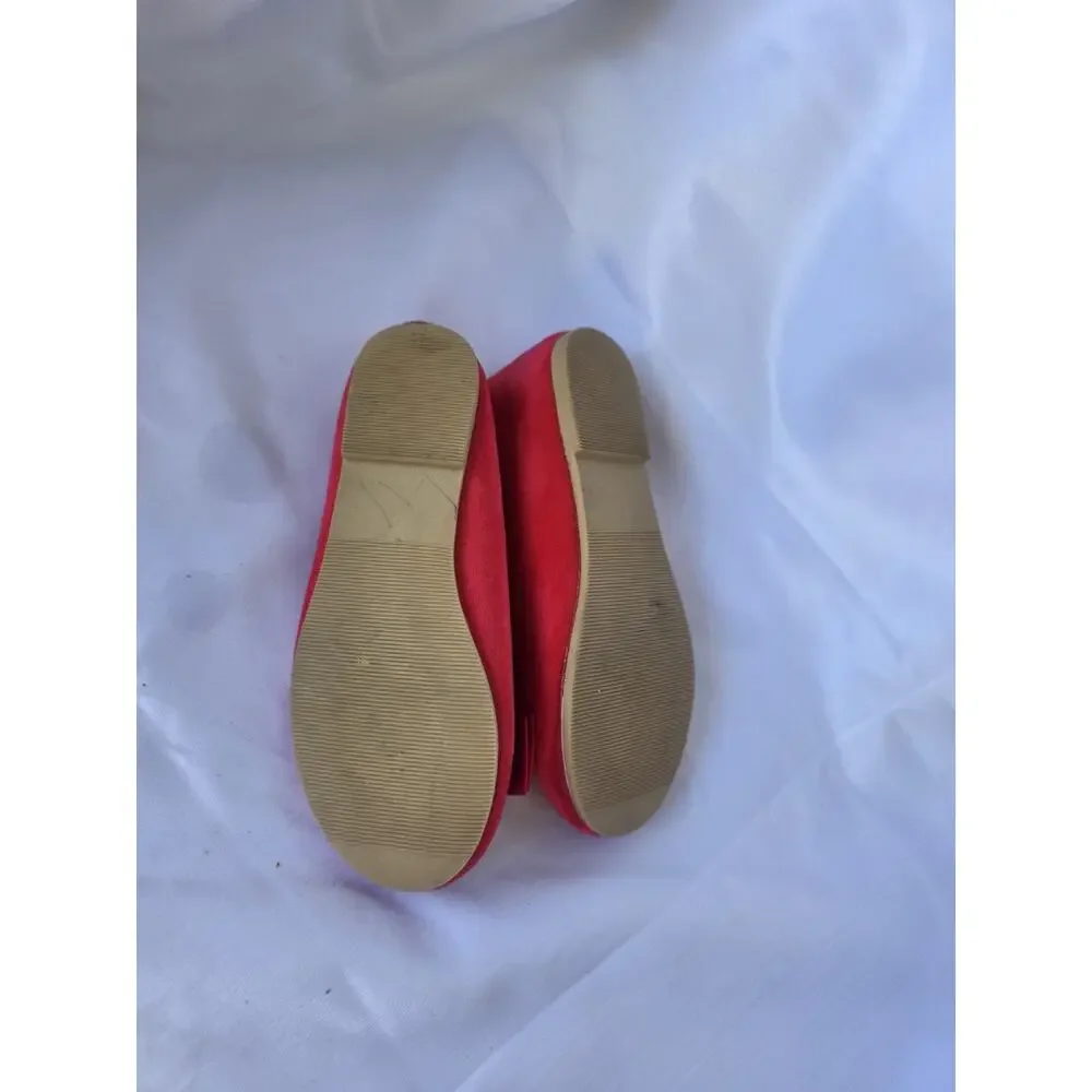 H&M Girls Red Ballet Flats Bow Strap Round Toe US 11.5 EU 29